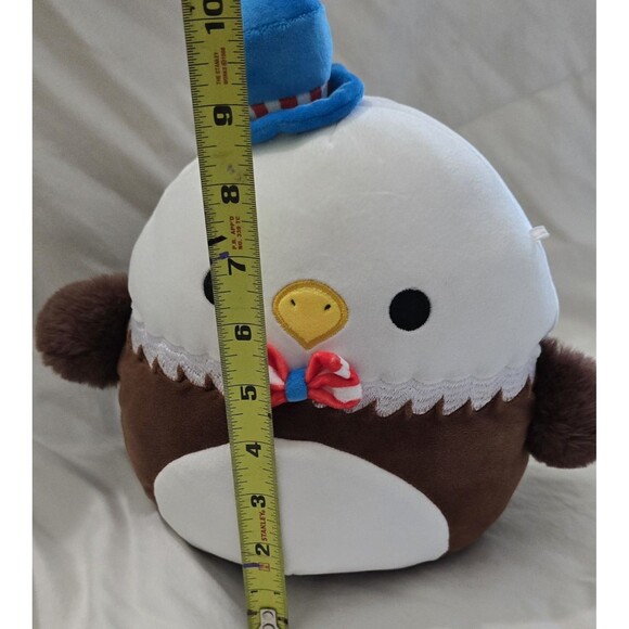 Original Squishmallows 8" Edward The Bald Eagle Patriotic Top Hat Tie 4th July - Picture 4 of 5